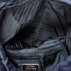 Backpack Small Flap Drawstring Backpack Navy Nylon Canvas