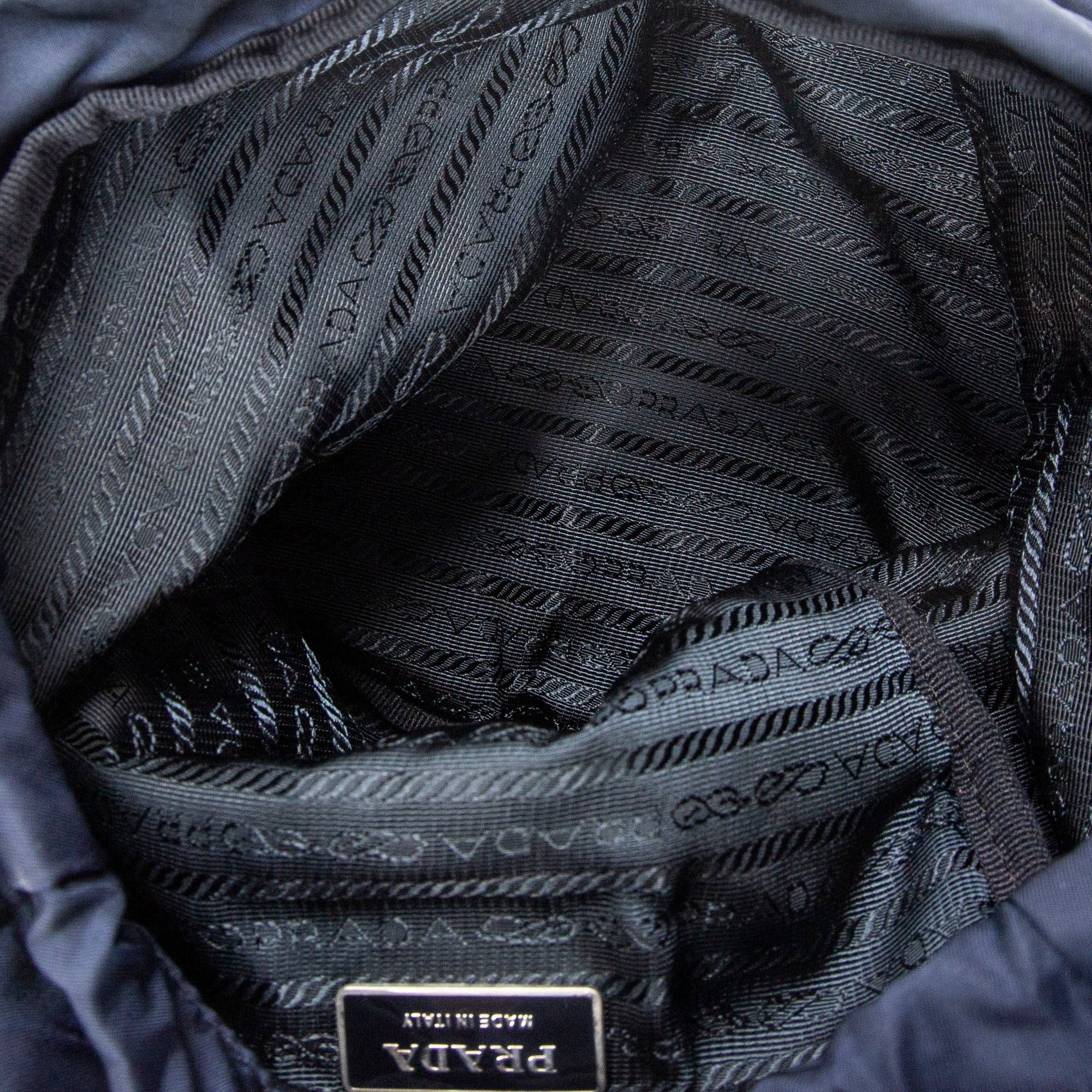 Backpack Small Flap Drawstring Backpack Navy Nylon Canvas