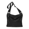 Shoulder Bag Flat Messenger Black Nylon Canvas