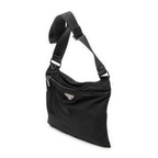 Shoulder Bag Flat Messenger Black Nylon Canvas