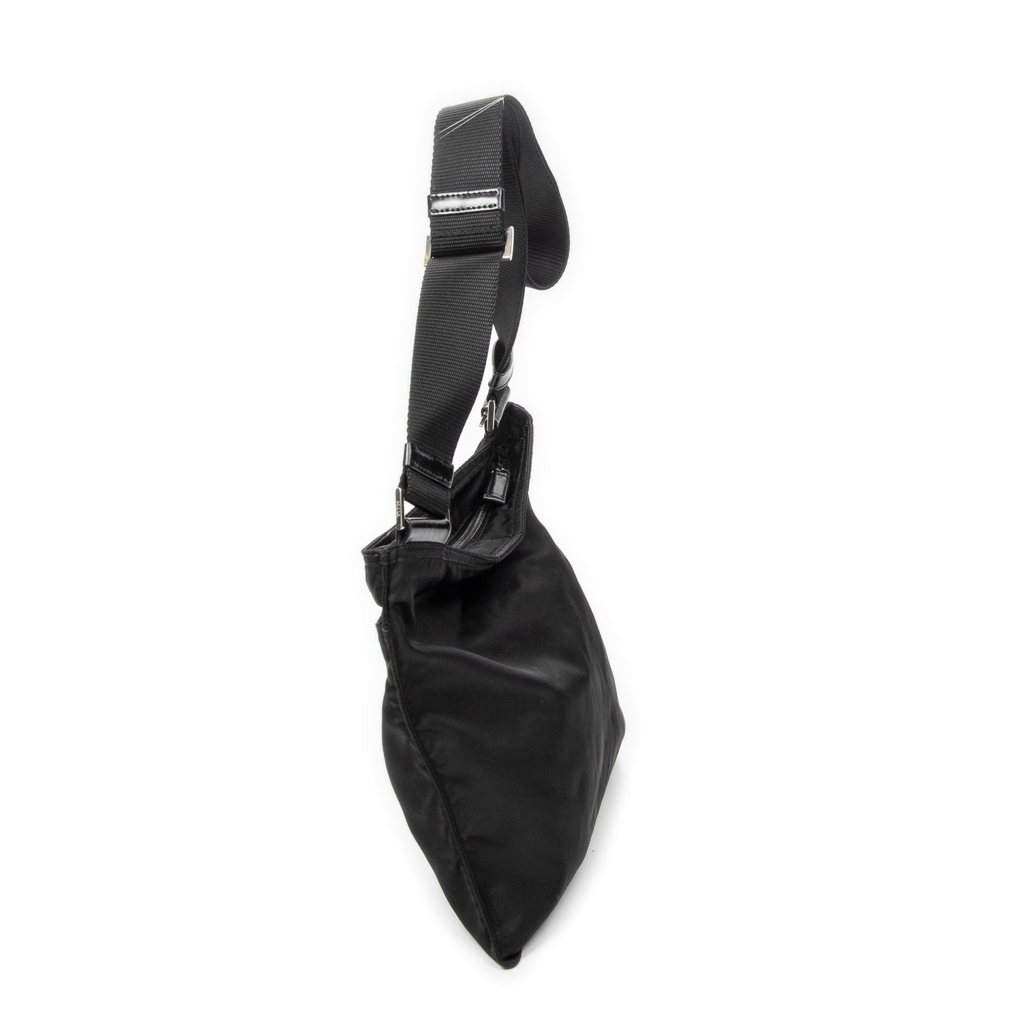 Shoulder Bag Flat Messenger Black Nylon Canvas