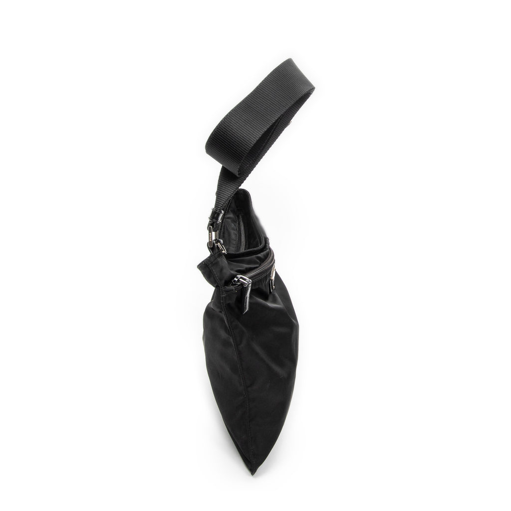 Shoulder Bag Flat Messenger Black Nylon Canvas