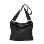Shoulder Bag Flat Messenger Black Nylon Canvas