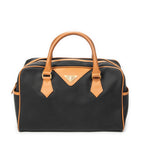 Handbag Vintage Boston Black Woven Coated Canvas