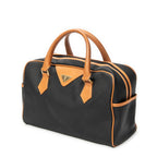 Handbag Vintage Boston Black Woven Coated Canvas