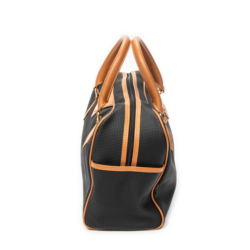 Handbag Vintage Boston Black Woven Coated Canvas