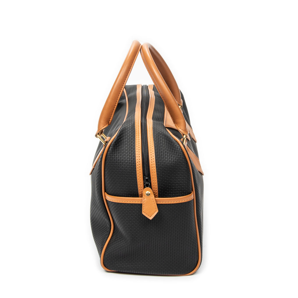 Handbag Vintage Boston Black Woven Coated Canvas