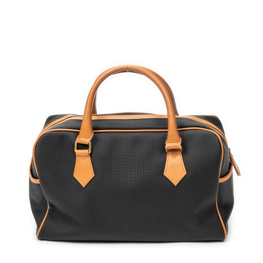 Handbag Vintage Boston Black Woven Coated Canvas