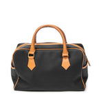 Handbag Vintage Boston Black Woven Coated Canvas