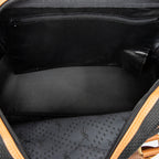 Handbag Vintage Boston Black Woven Coated Canvas