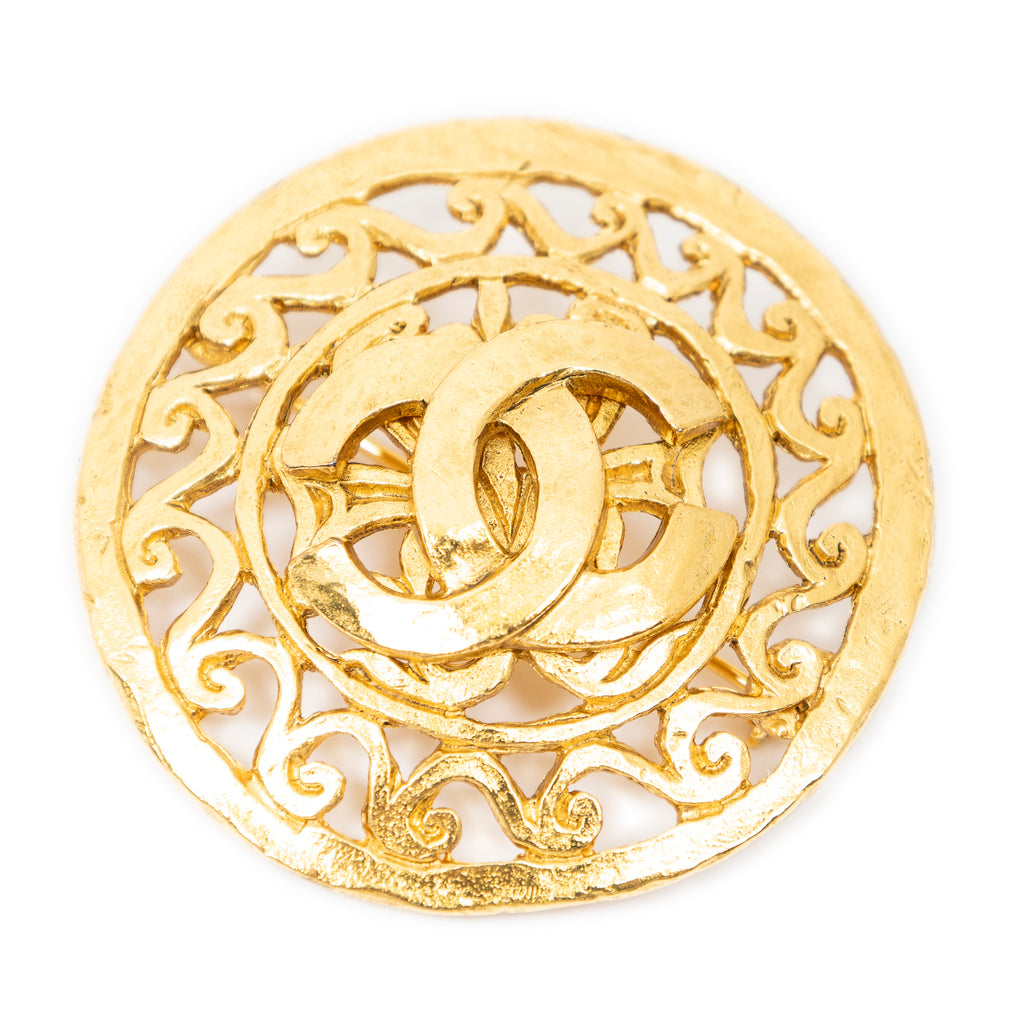 Brooch CC Round Brooch Gold Gold Plated
