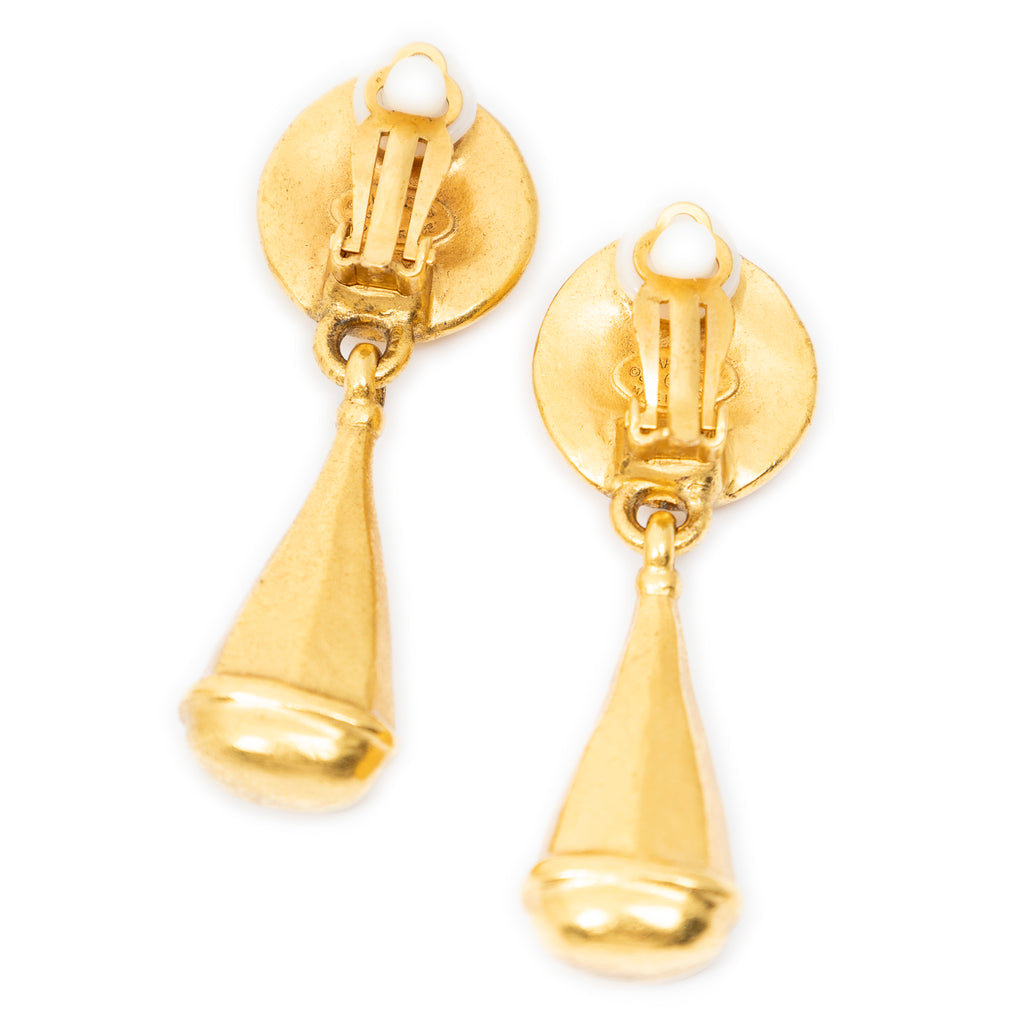 Earrings CC Dangle Clip on Earrings Gold Gold Plated