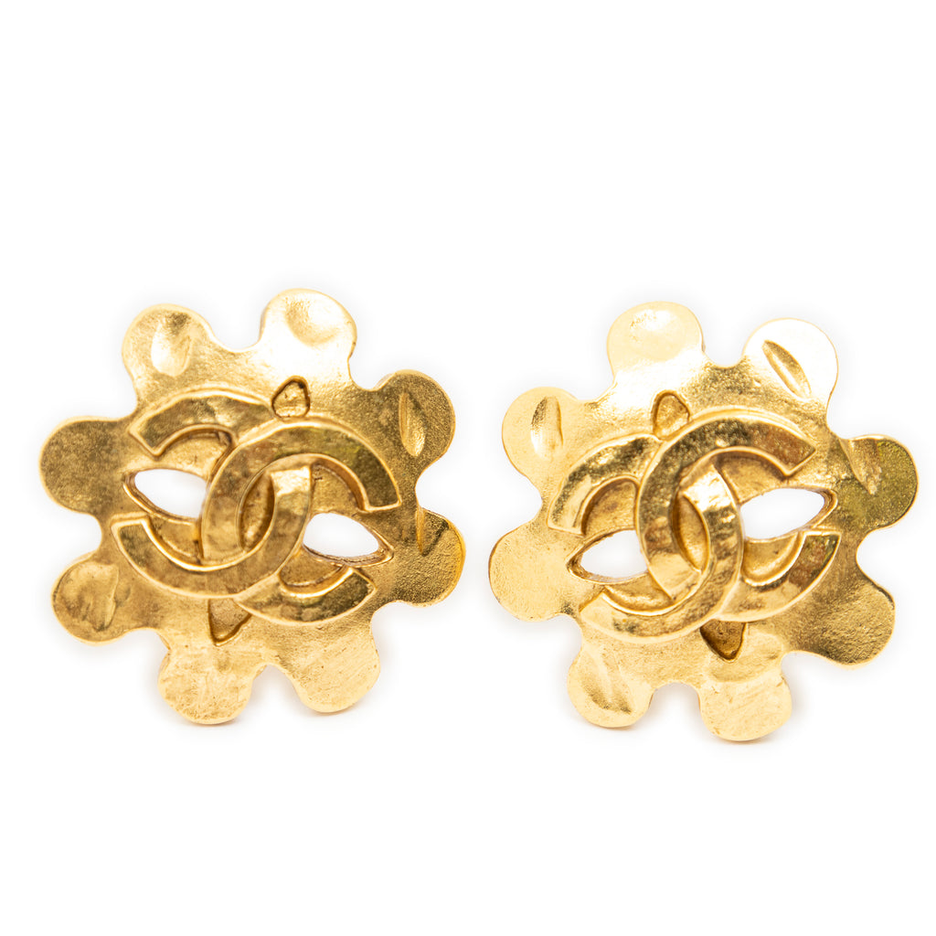 Earrings CC Floral Clip On Earrings Gold Gold Plated