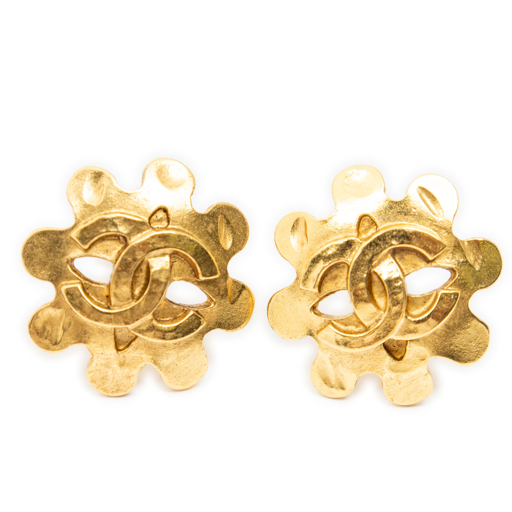 Earrings CC Floral Clip On Earrings Gold Gold Plated