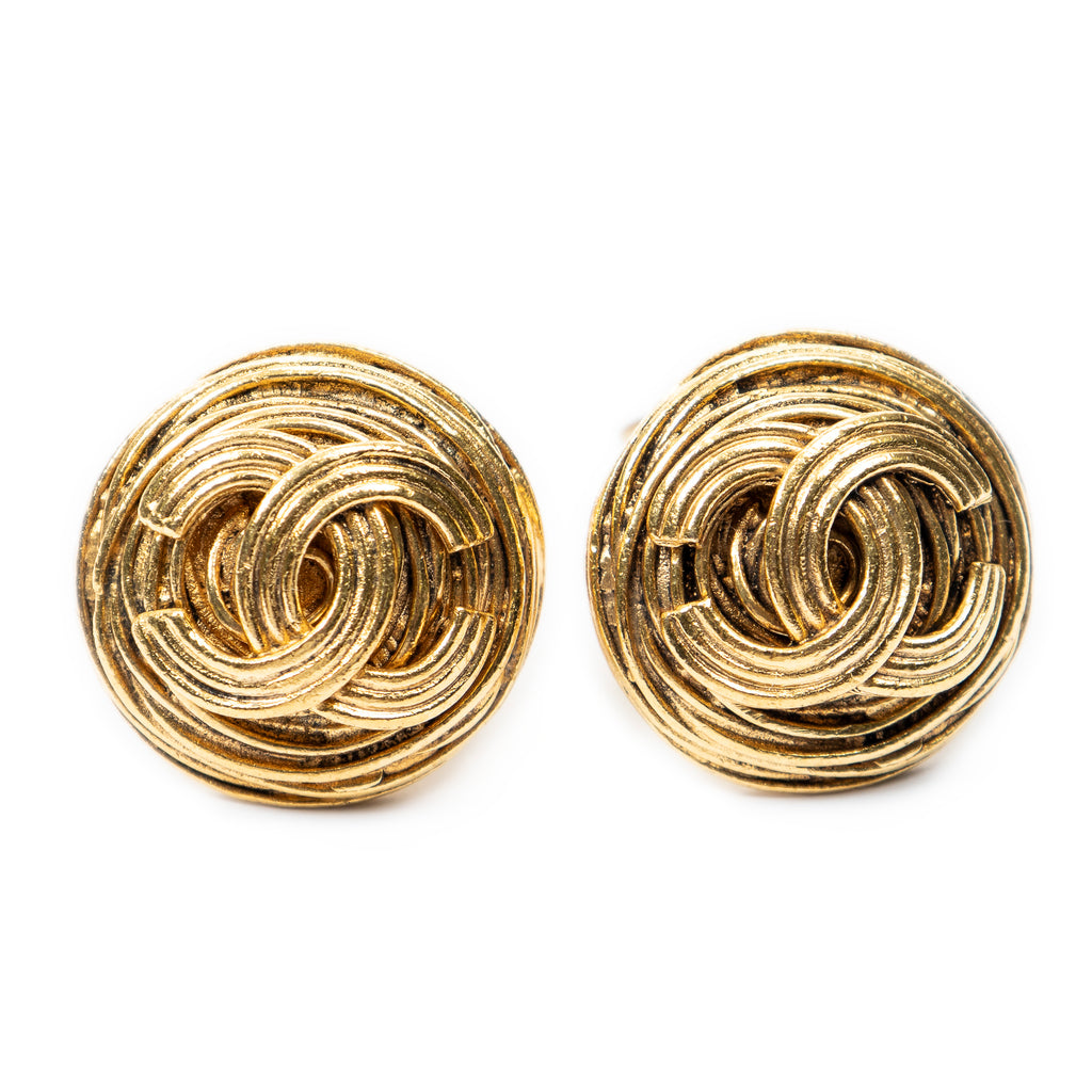 Earrings CC Round Clip On Earrings Gold Gold Plated
