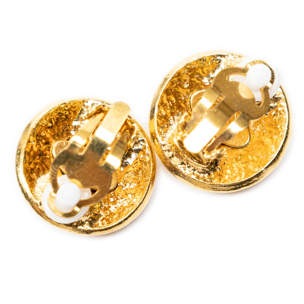 Earrings CC Round Clip On Earrings Gold Gold Plated