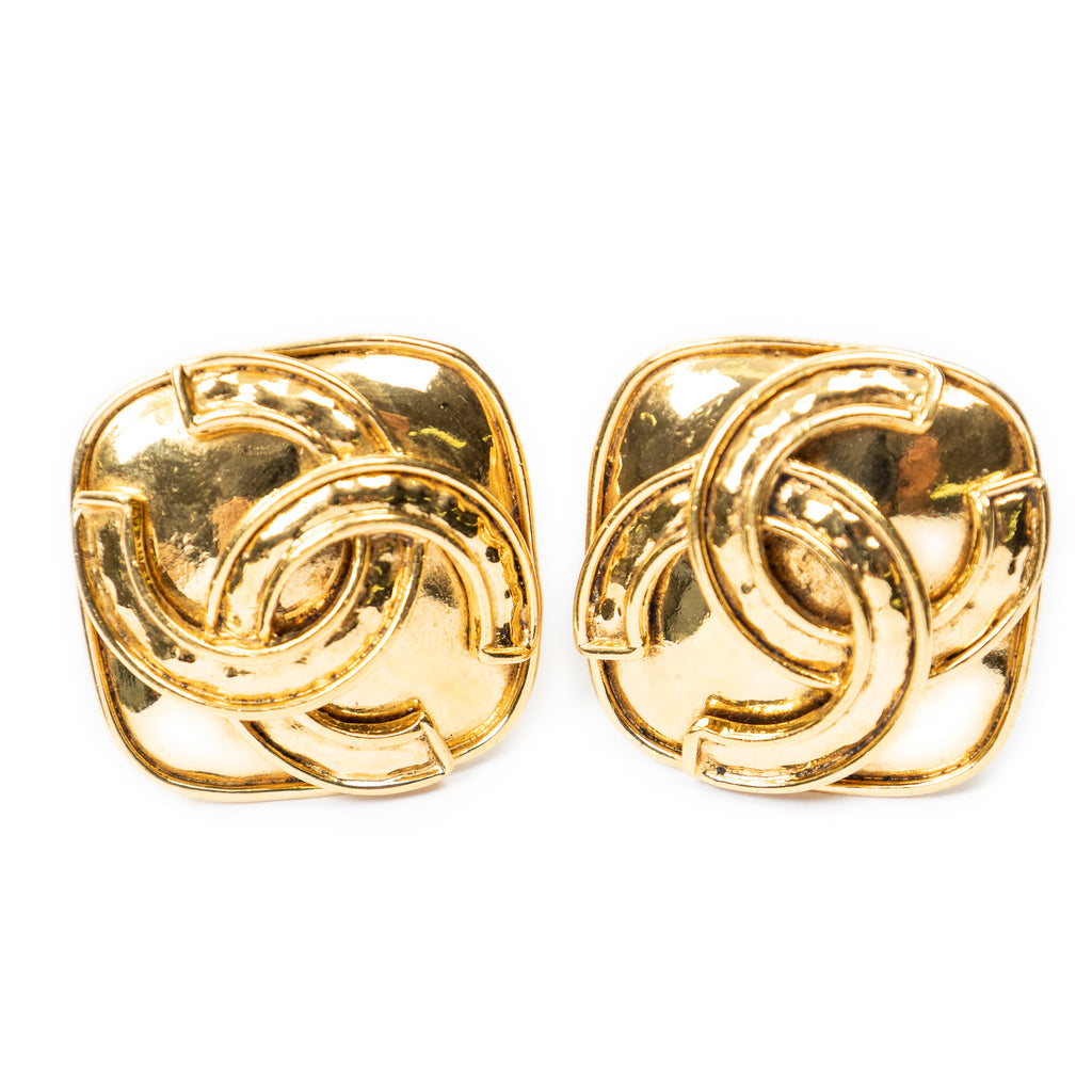 Earrings CC Diamond-Shaped Clip On Earrings Gold Gold Plated