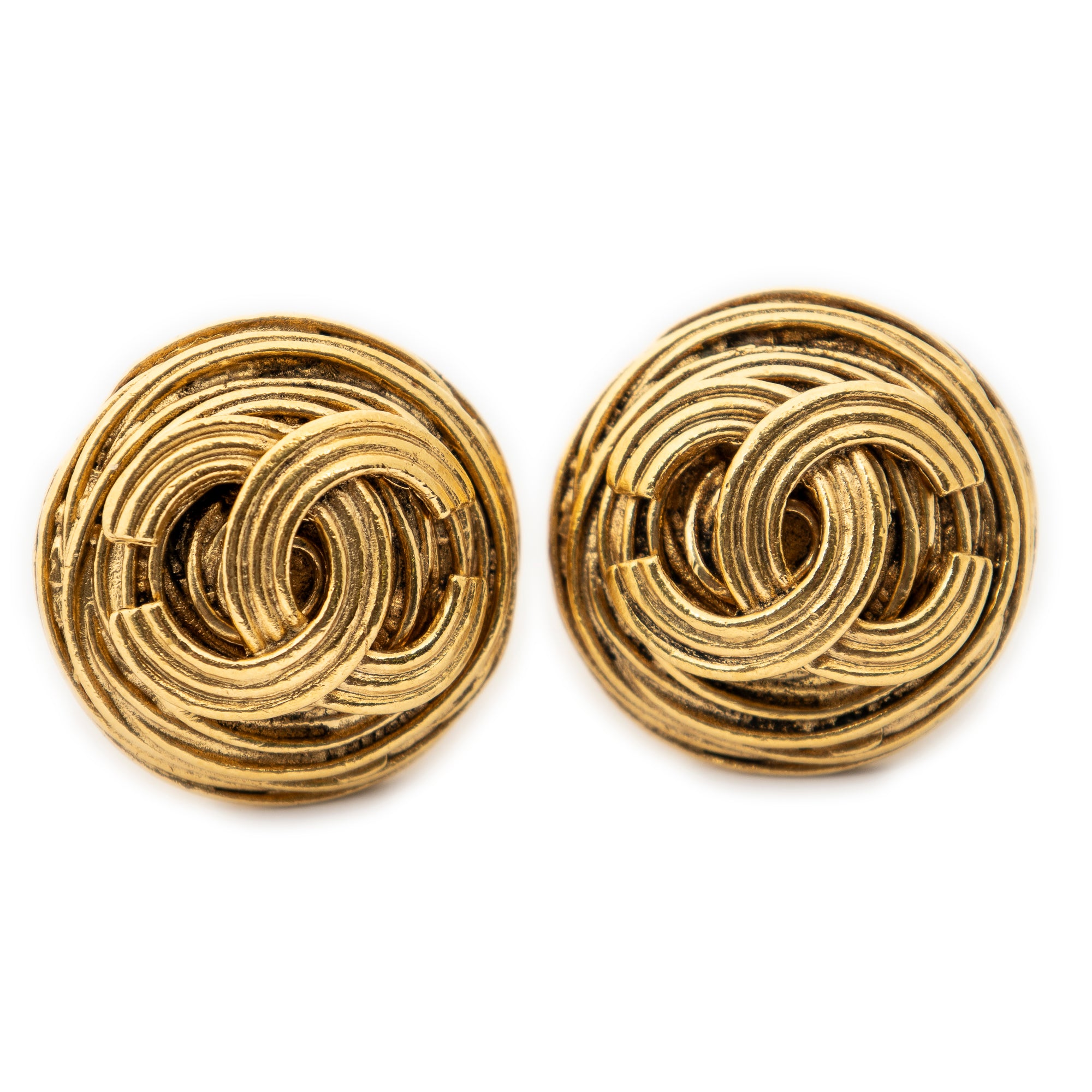 Earrings CC Round Clip On Earrings Gold Gold Plated