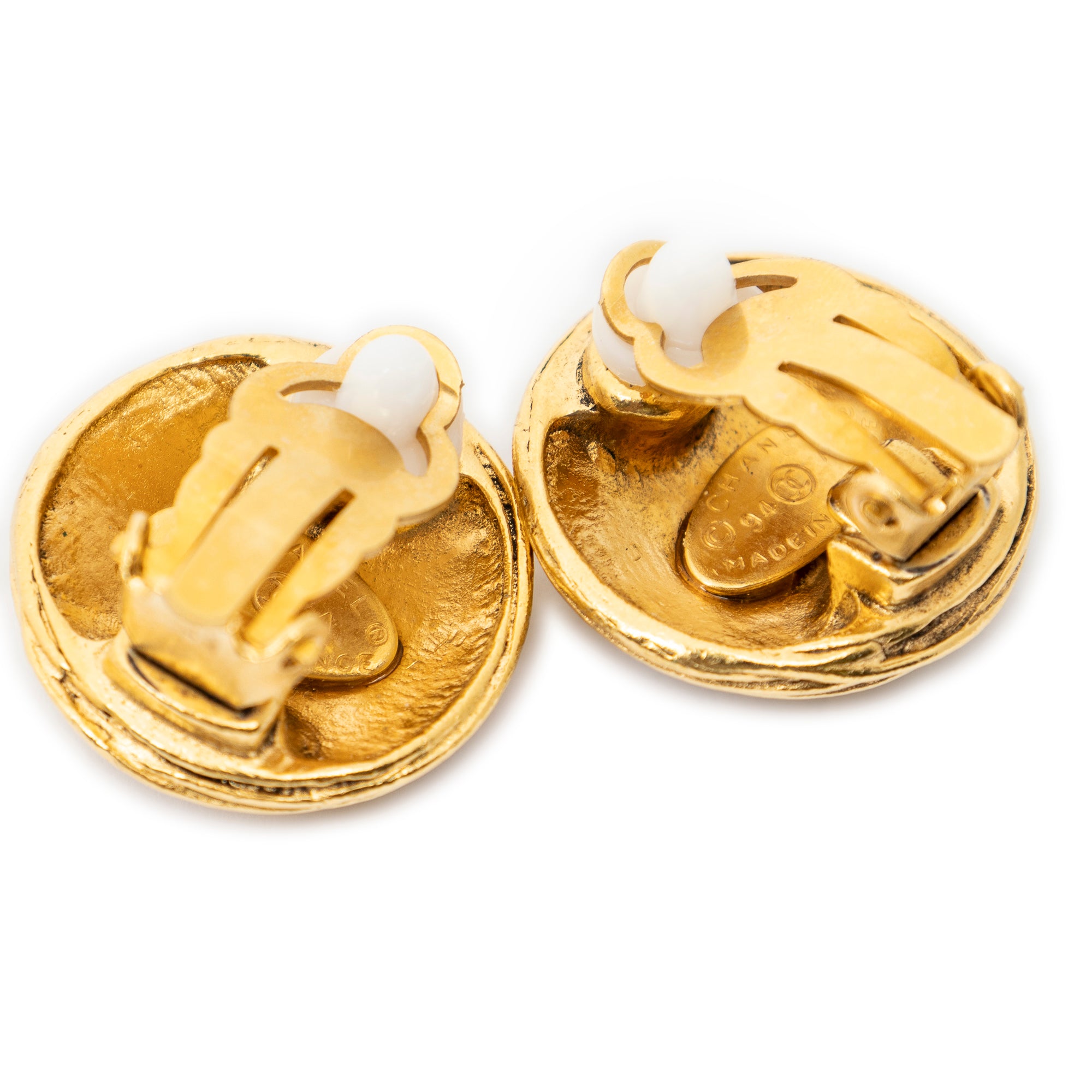 Earrings CC Round Clip On Earrings Gold Gold Plated