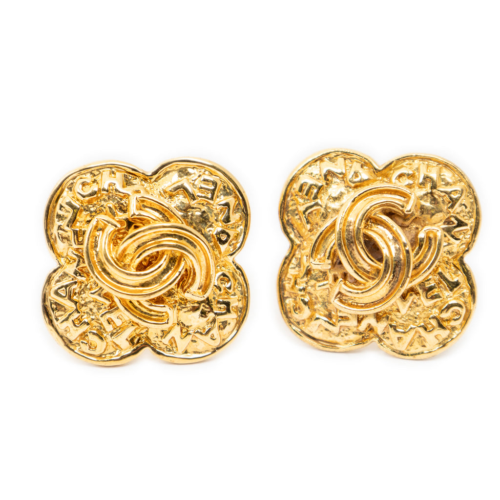 Earrings CC Clover Clip On Earrings Gold Gold Plated