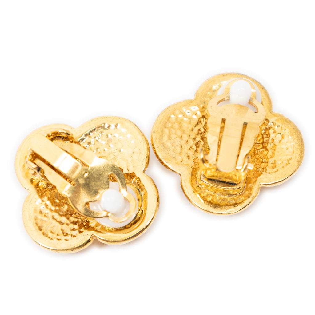 Earrings CC Clover Clip On Earrings Gold Gold Plated