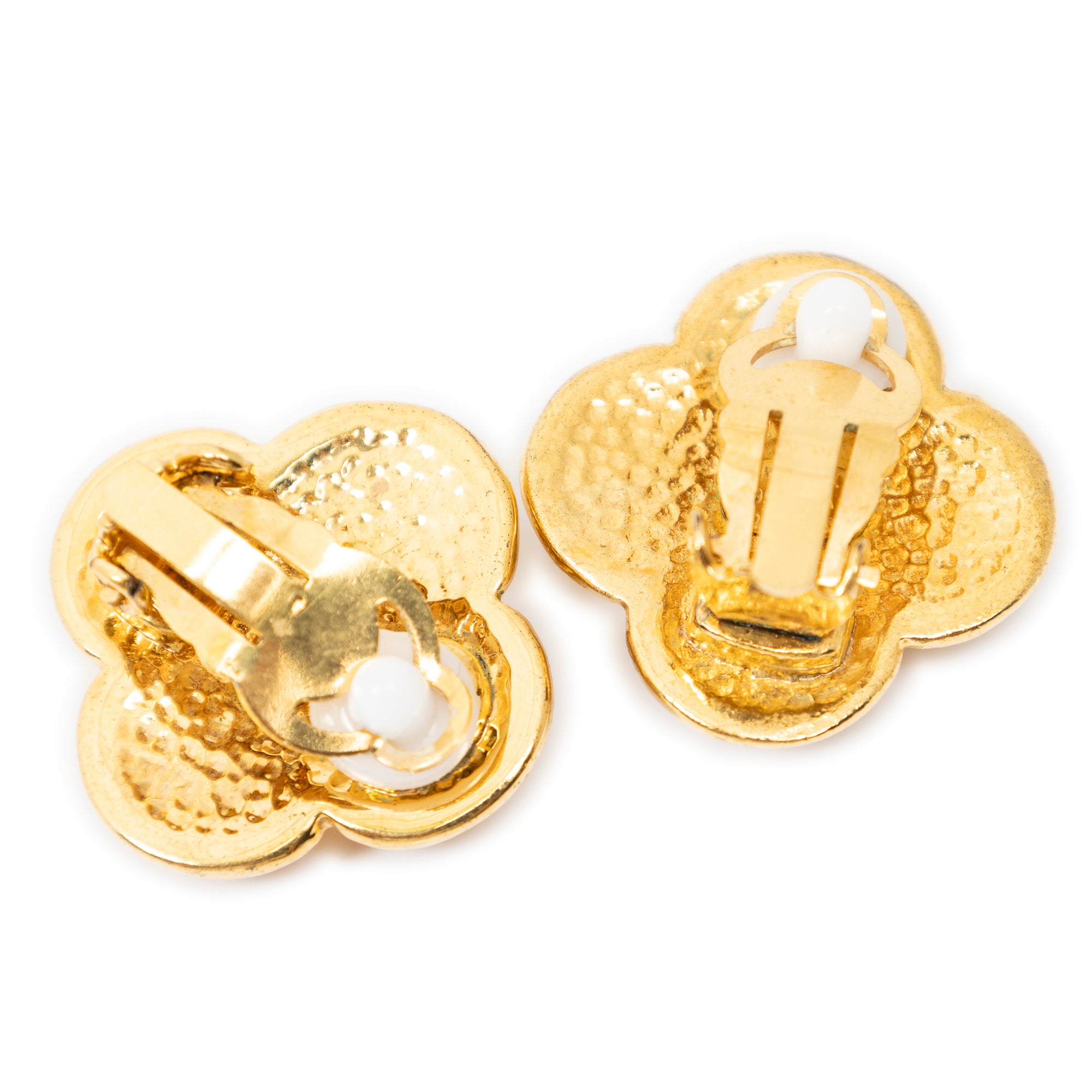 Earrings CC Clover Clip On Earrings Gold Gold Plated