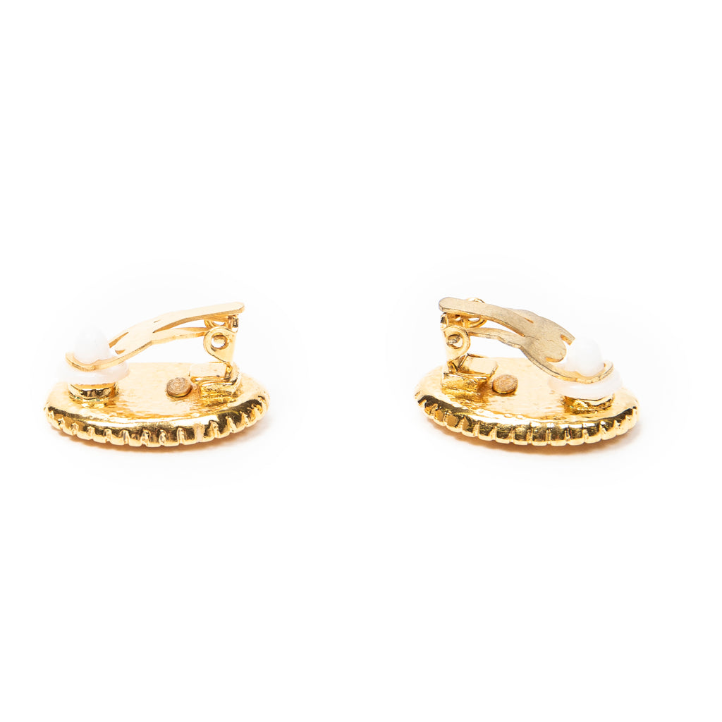 Earrings CC Oval Clip On Earrings Gold Gold Plated