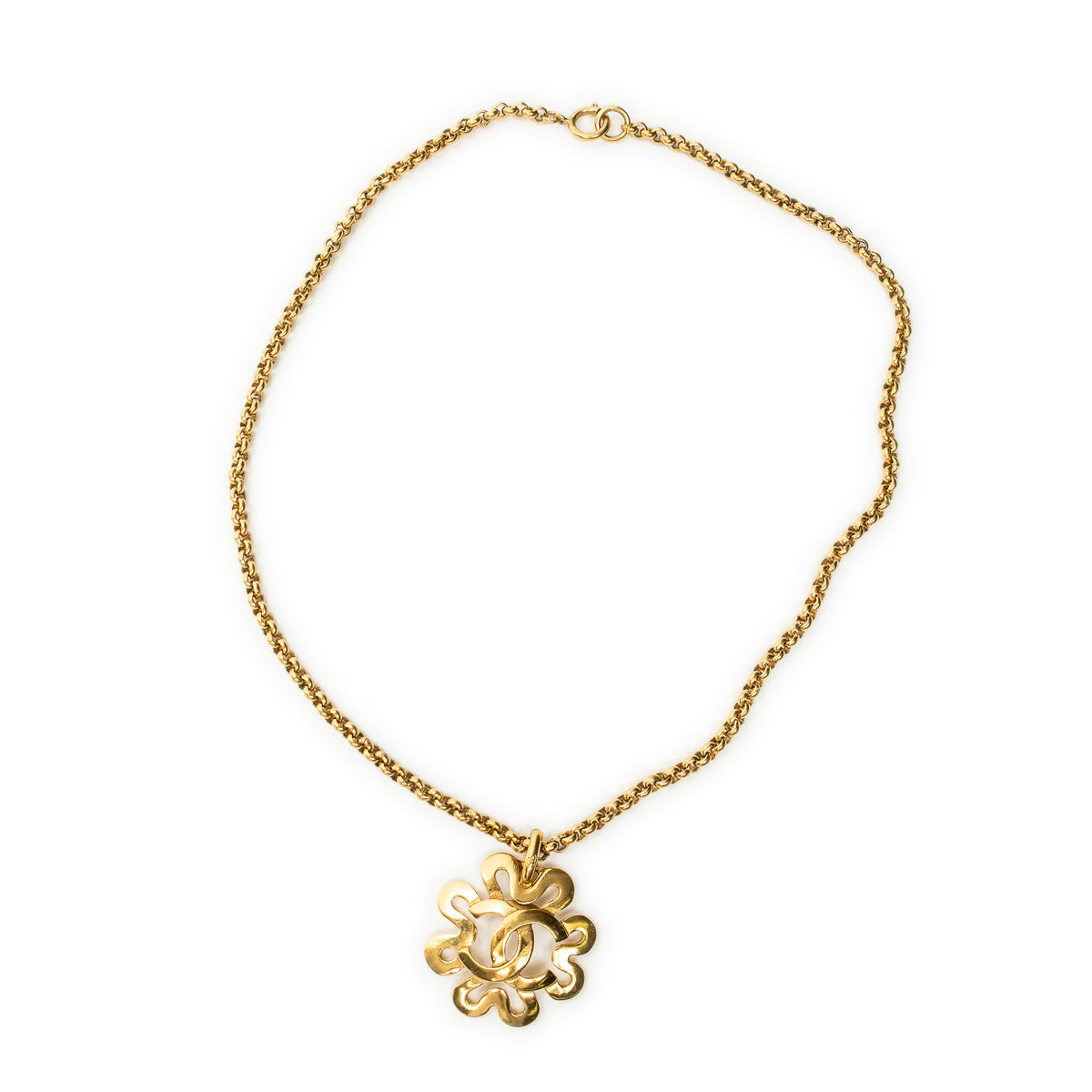 Collar CC Flor Trenzada Bañado en Oro Dorado
