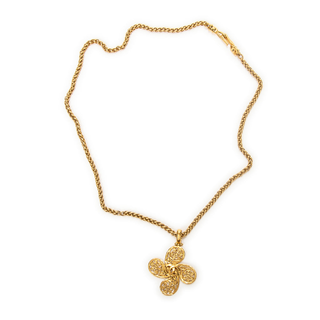 Collier CC Paisley avec pendentif plaqué or doré