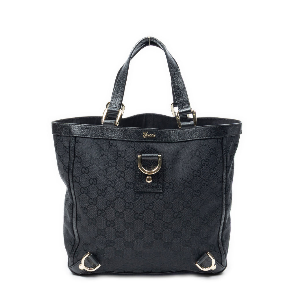Shoulder Bag Small Abbey D-Ring Tote Black Monogrammed Canvas