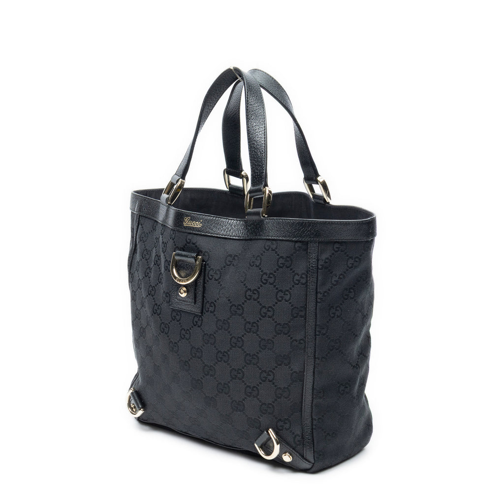 Shoulder Bag Small Abbey D-Ring Tote Black Monogrammed Canvas