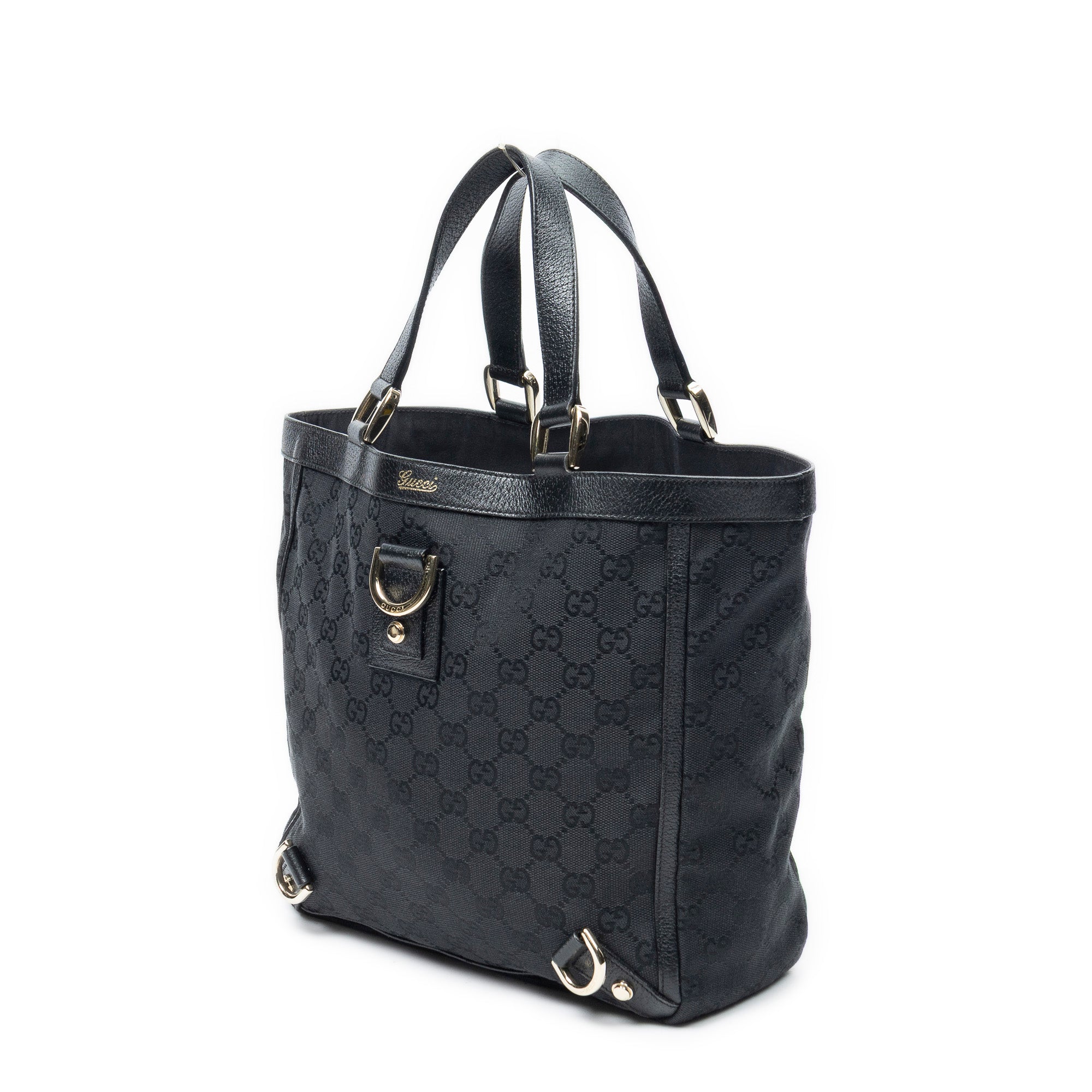 Shoulder Bag Small Abbey D-Ring Tote Black Monogrammed Canvas