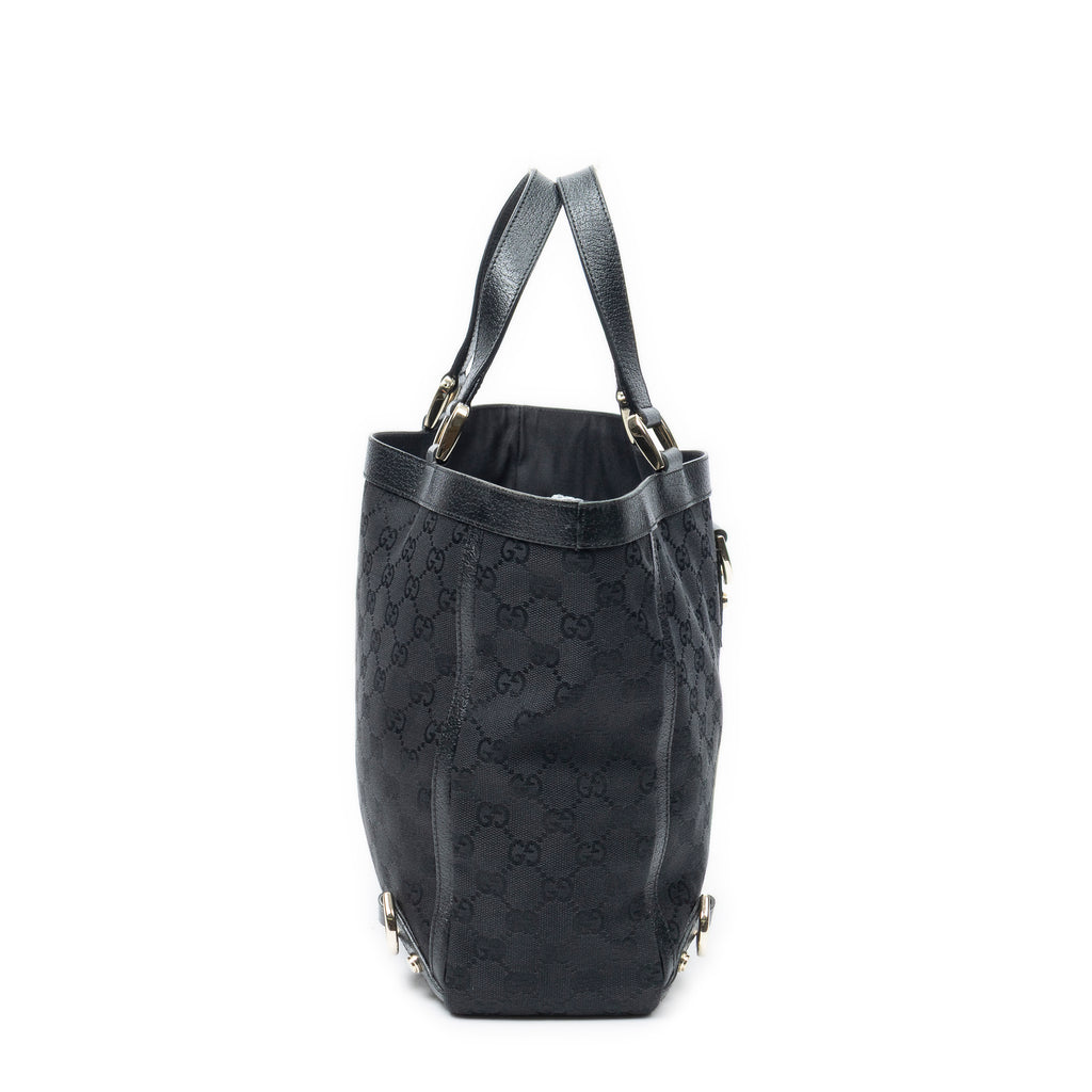 Shoulder Bag Small Abbey D-Ring Tote Black Monogrammed Canvas