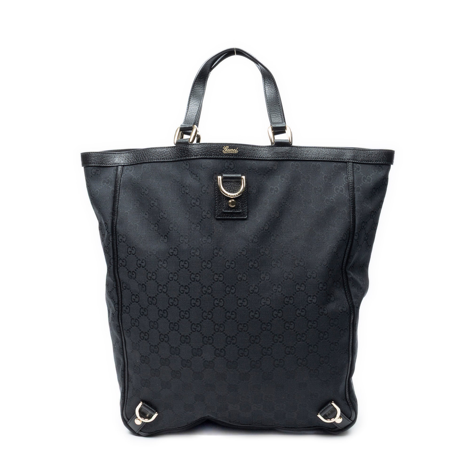 Shoulder Bag Abbey D-Ring Vertical Tote Black Monogrammed Canvas