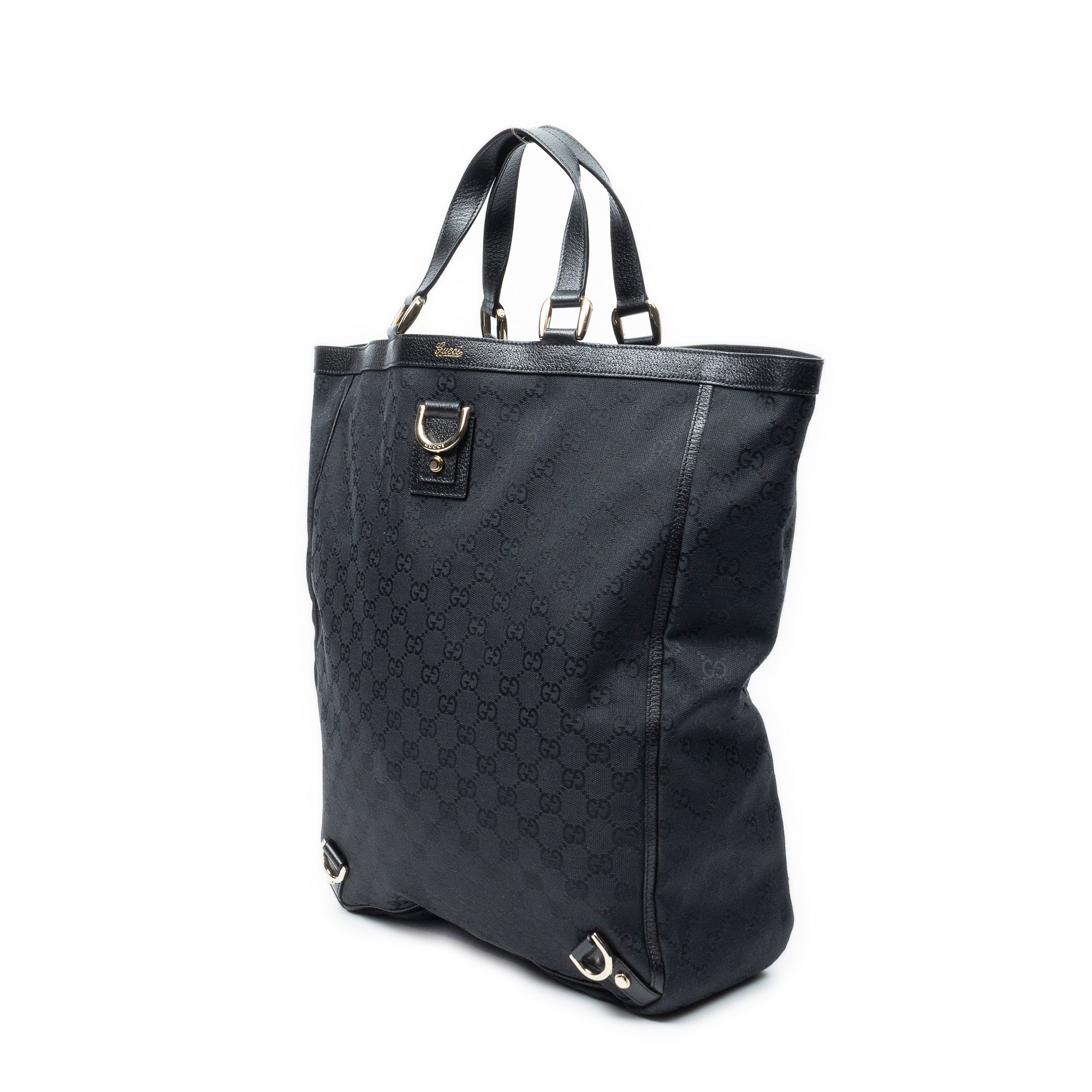 Shoulder Bag Abbey D-Ring Vertical Tote Black Monogrammed Canvas