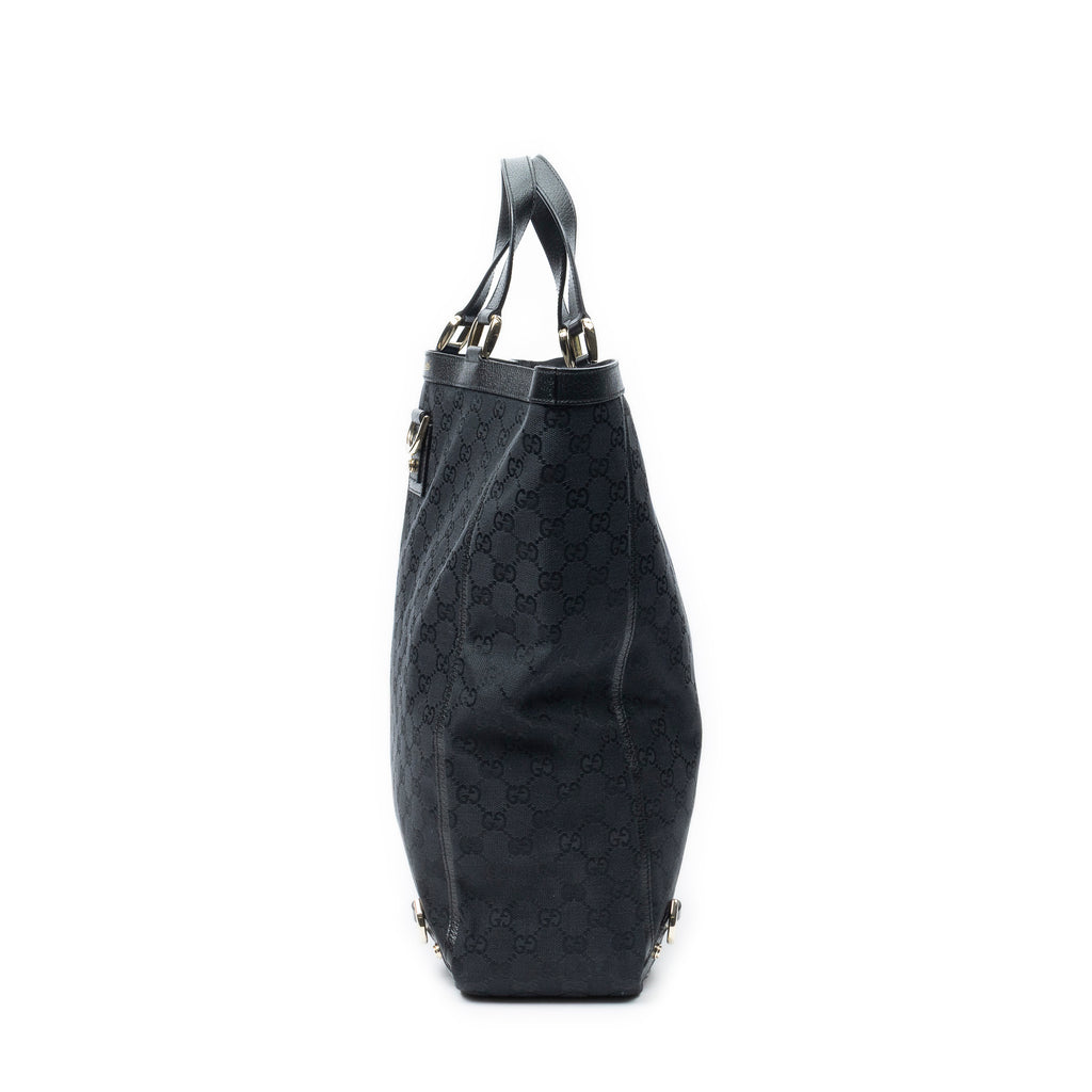 Shoulder Bag Abbey D-Ring Vertical Tote Black Monogrammed Canvas