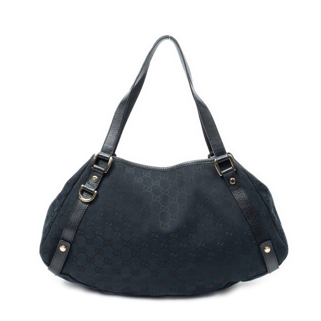 Shoulder Bag Abbey Hobo Diagonal Black Monogrammed Canvas