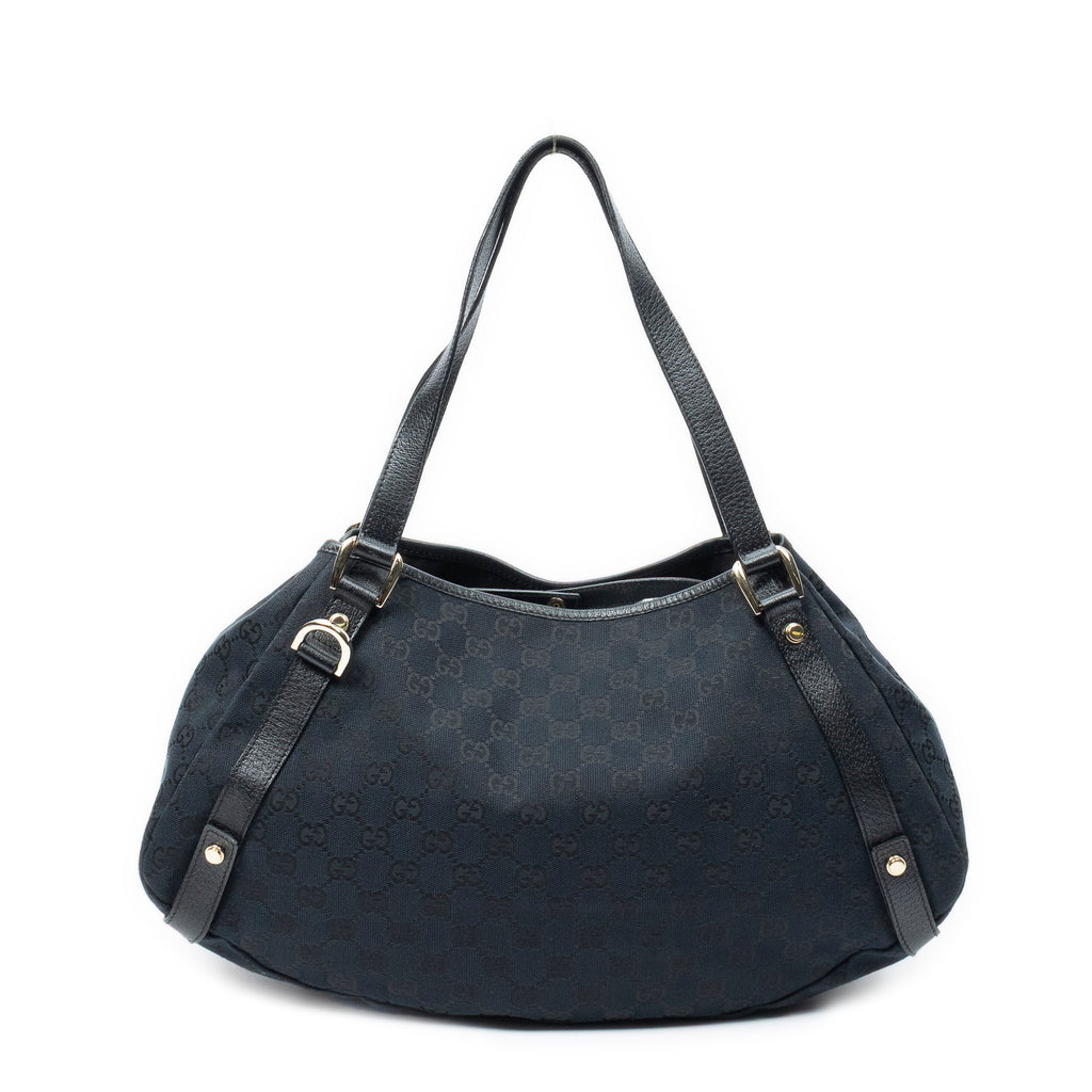Shoulder Bag Abbey Hobo Diagonal Black Monogrammed Canvas
