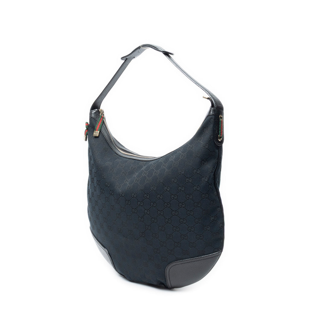 Shoulder Bag Large Web Princy Hobo Black Monogrammed Canvas