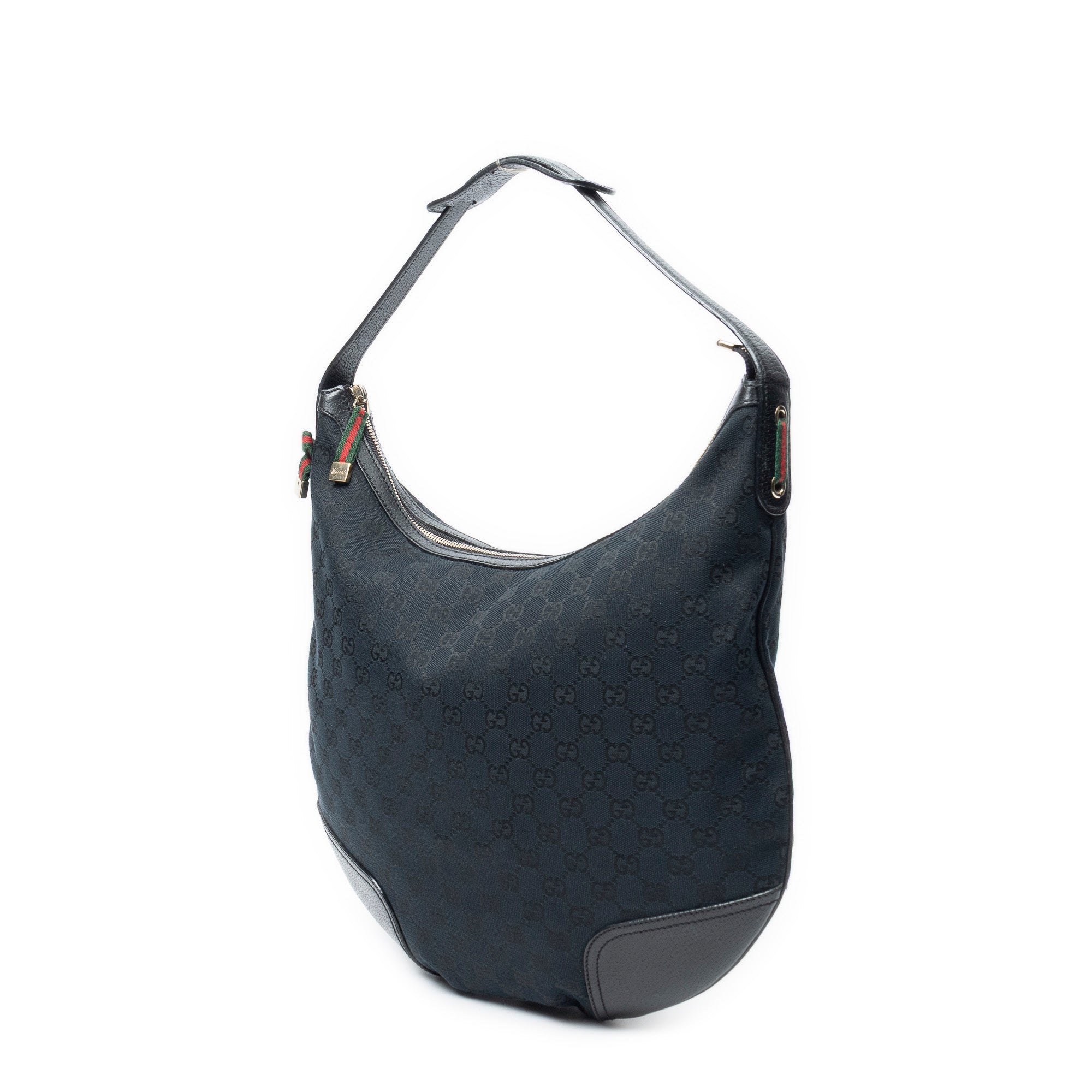 Shoulder Bag Large Web Princy Hobo Black Monogrammed Canvas