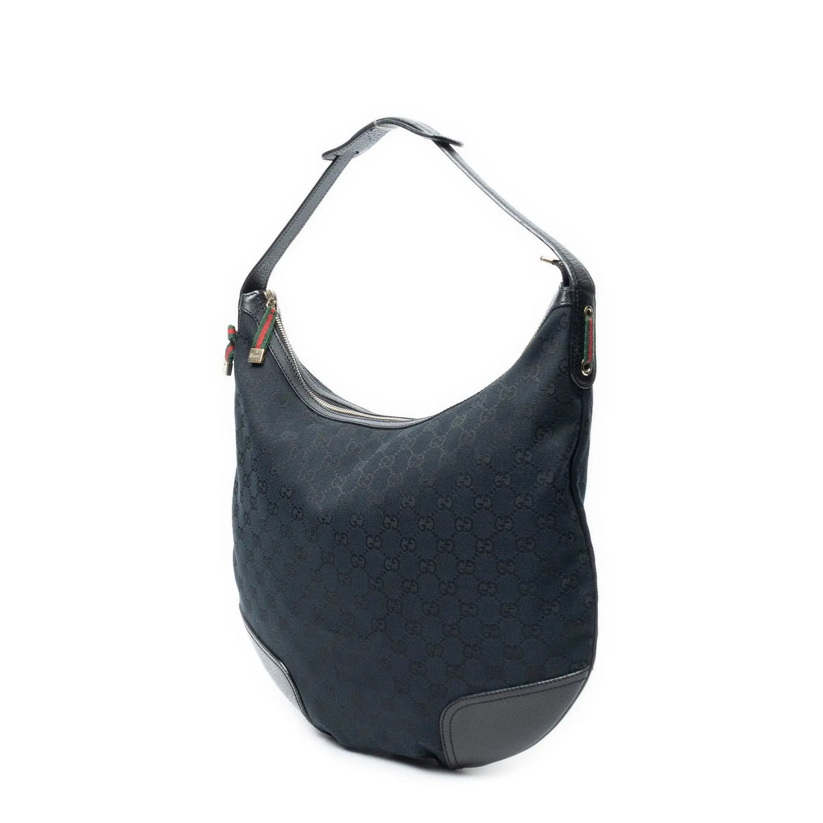 Bolso de Hombro Grande Web Princy Hobo Lona Monogrammed Negra