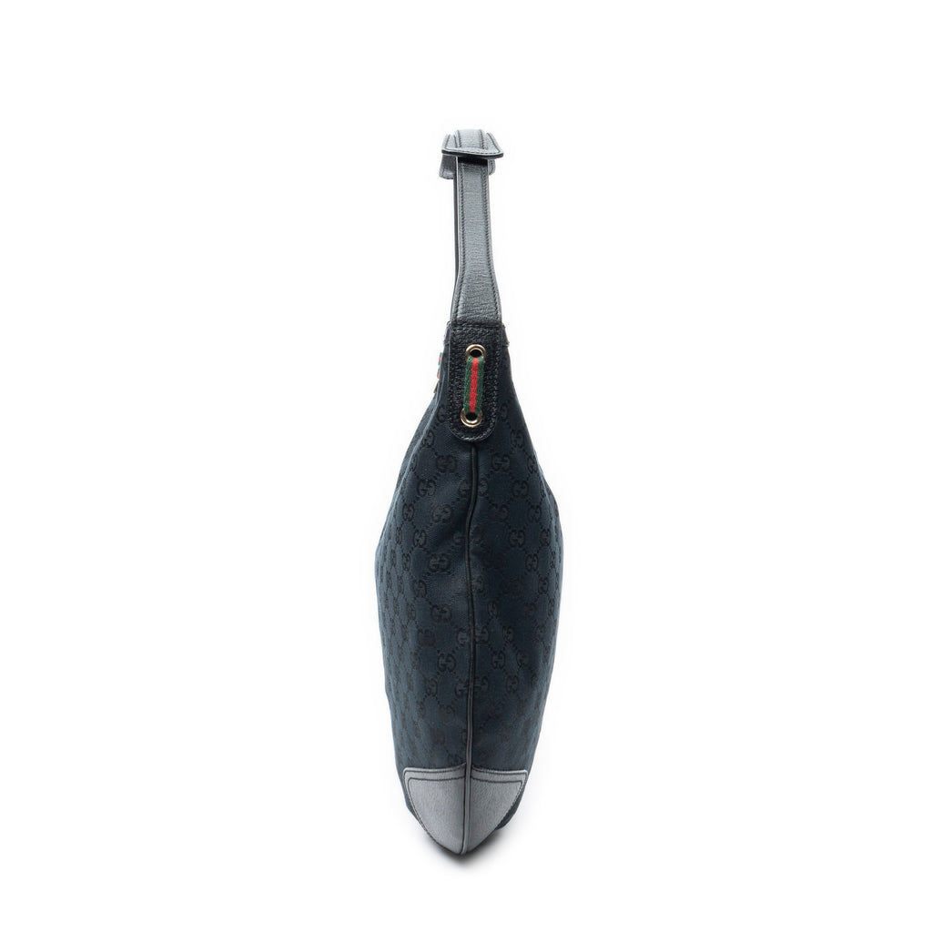 Shoulder Bag Large Web Princy Hobo Black Monogrammed Canvas