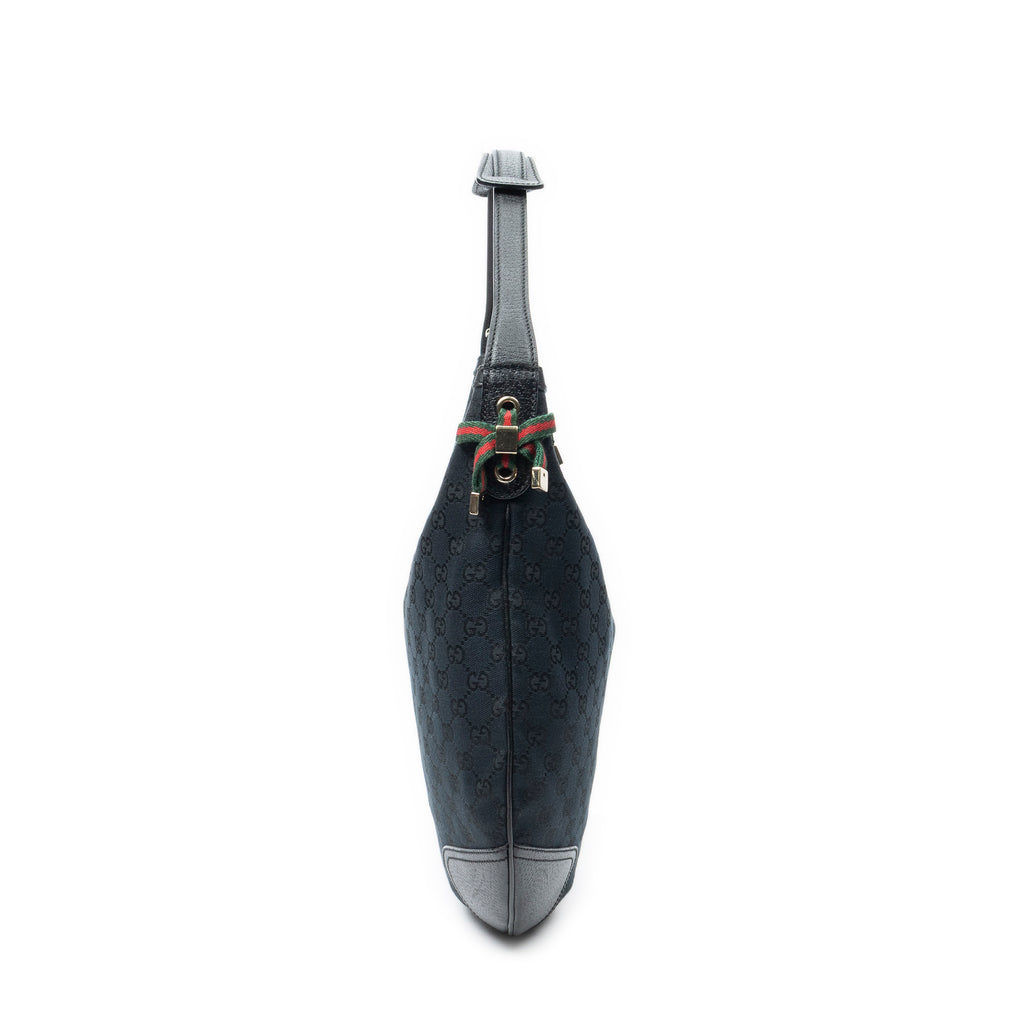 Shoulder Bag Large Web Princy Hobo Black Monogrammed Canvas