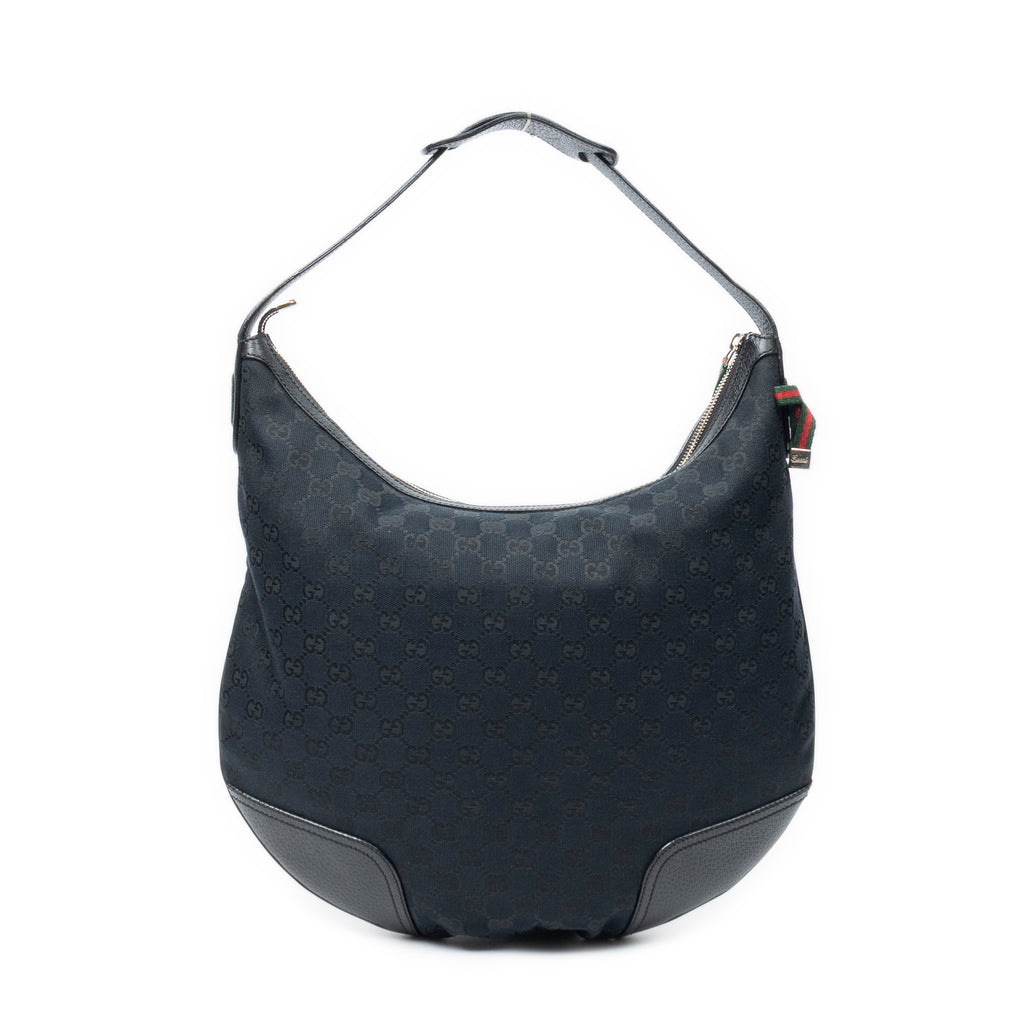 Shoulder Bag Large Web Princy Hobo Black Monogrammed Canvas