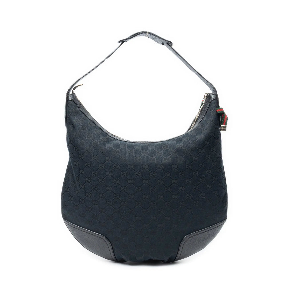 Bolso de Hombro Grande Web Princy Hobo Lona Monogrammed Negra