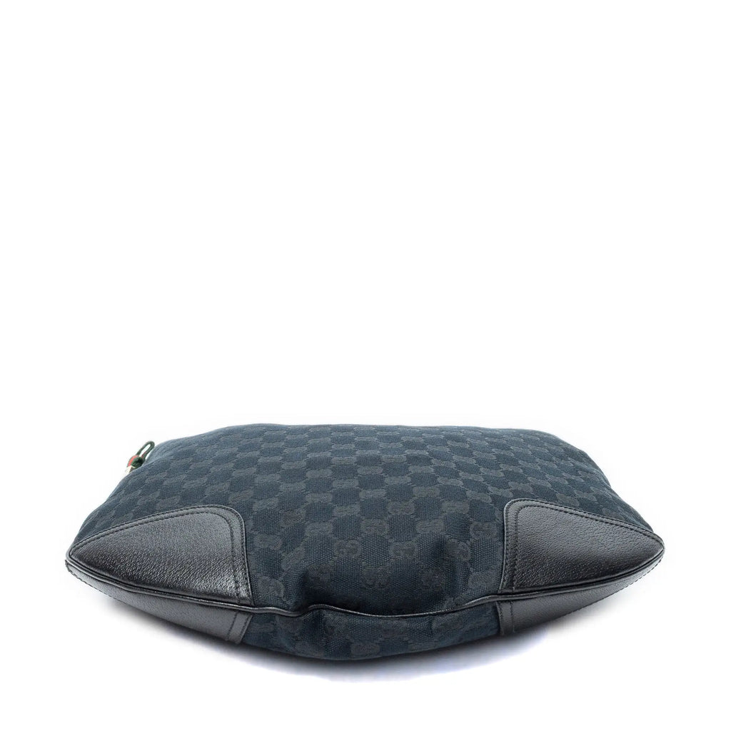 Bolso de Hombro Grande Web Princy Hobo Lona Monogrammed Negra