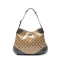 Shoulder Bag Small Hobo Beige Crystal Coated Canvas