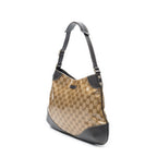 Shoulder Bag Small Hobo Beige Crystal Coated Canvas