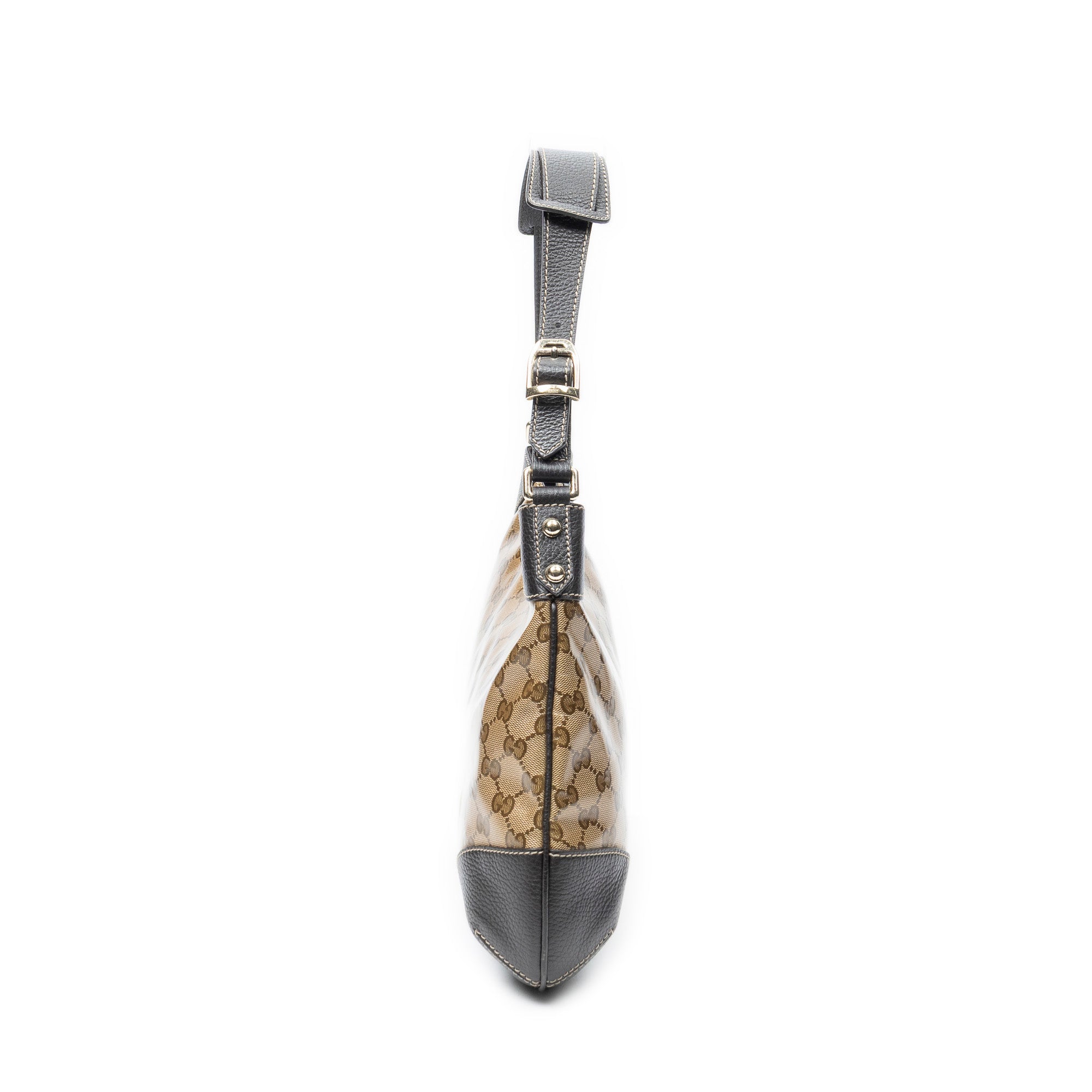 Shoulder Bag Small Hobo Beige Crystal Coated Canvas