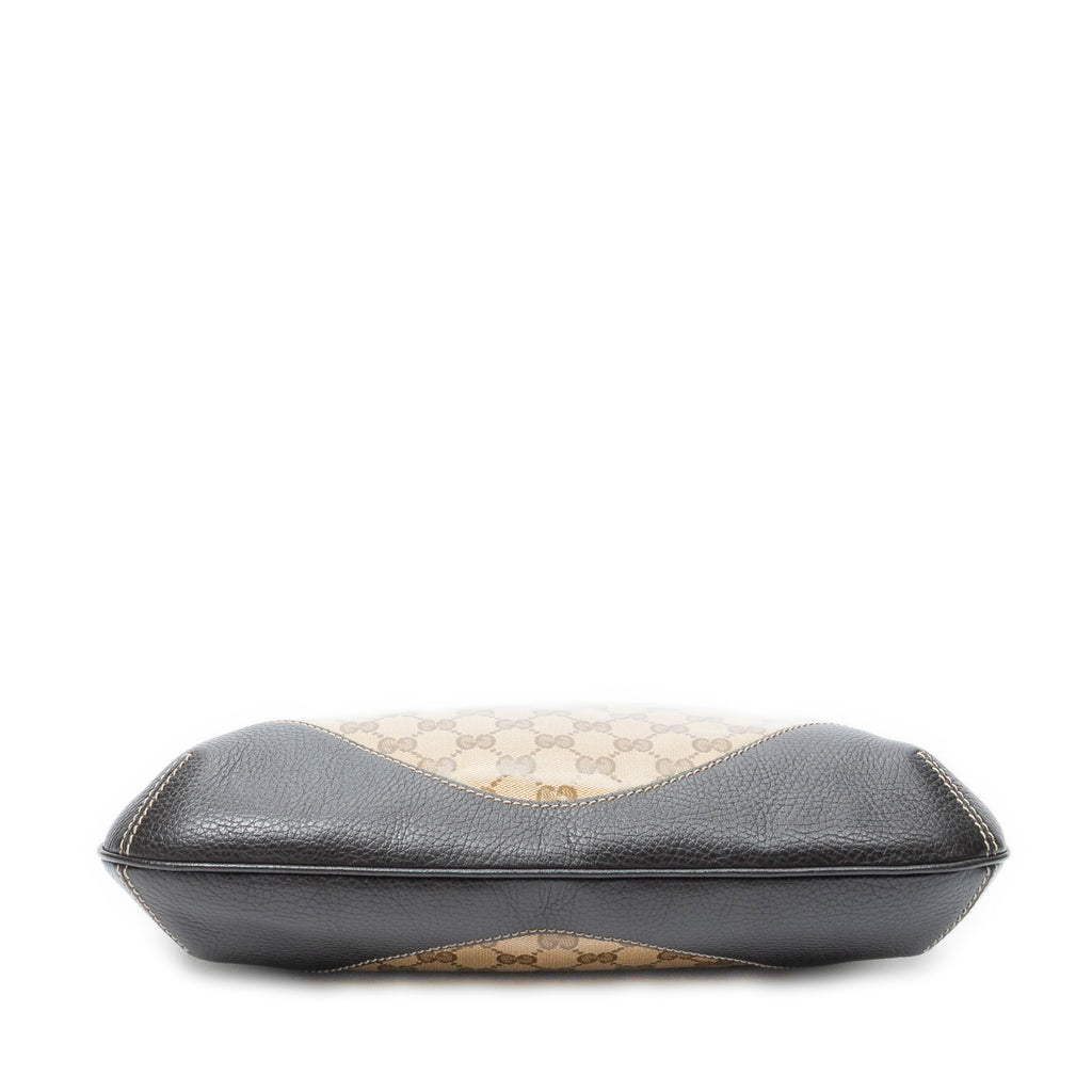 Shoulder Bag Small Hobo Beige Crystal Coated Canvas